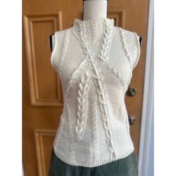 Sleeveless Cable Knit Sweater Vest ZARA Ivory White Women’s Small NWT - Picture 2 of 7